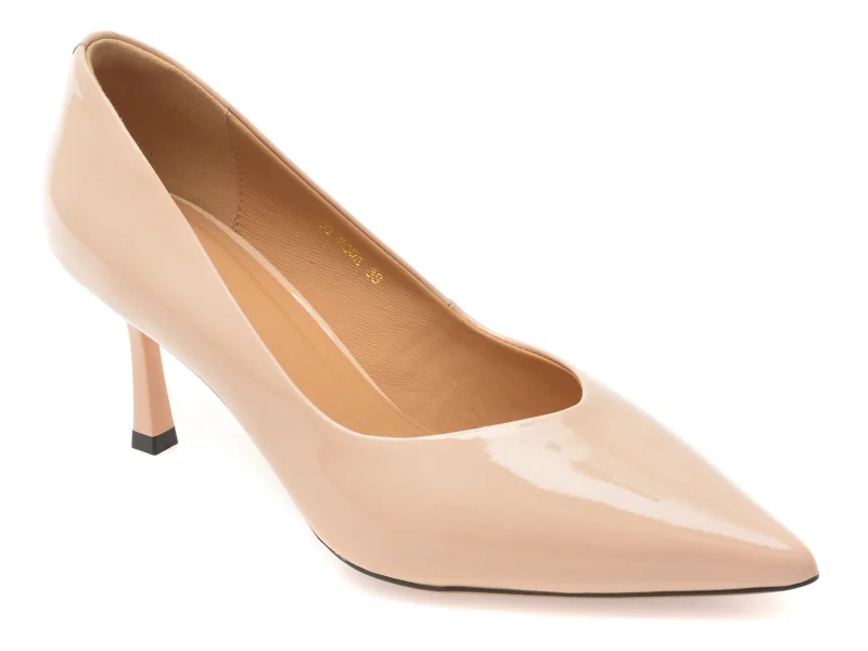 Pantofi eleganti EPICA nude, G09630, din piele naturala lacuita
