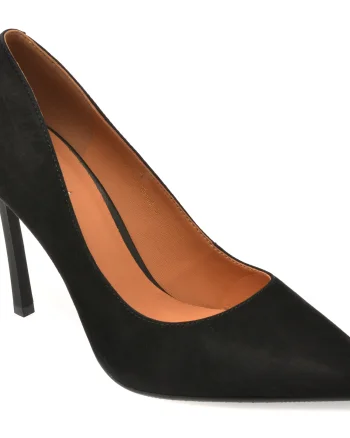 Pantofi eleganti EPICA negri, E19070, din piele intoarsa