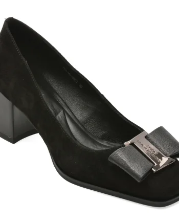 Pantofi eleganti EPICA negri, 763M6, din piele intoarsa