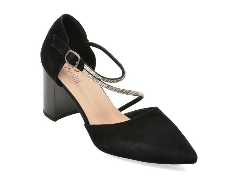 Pantofi eleganti FLAVIA PASSINI negri, V1822, din piele intoarsa