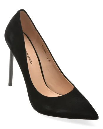 Pantofi eleganti EPICA PREMIUM negri, 249836, din piele intoarsa