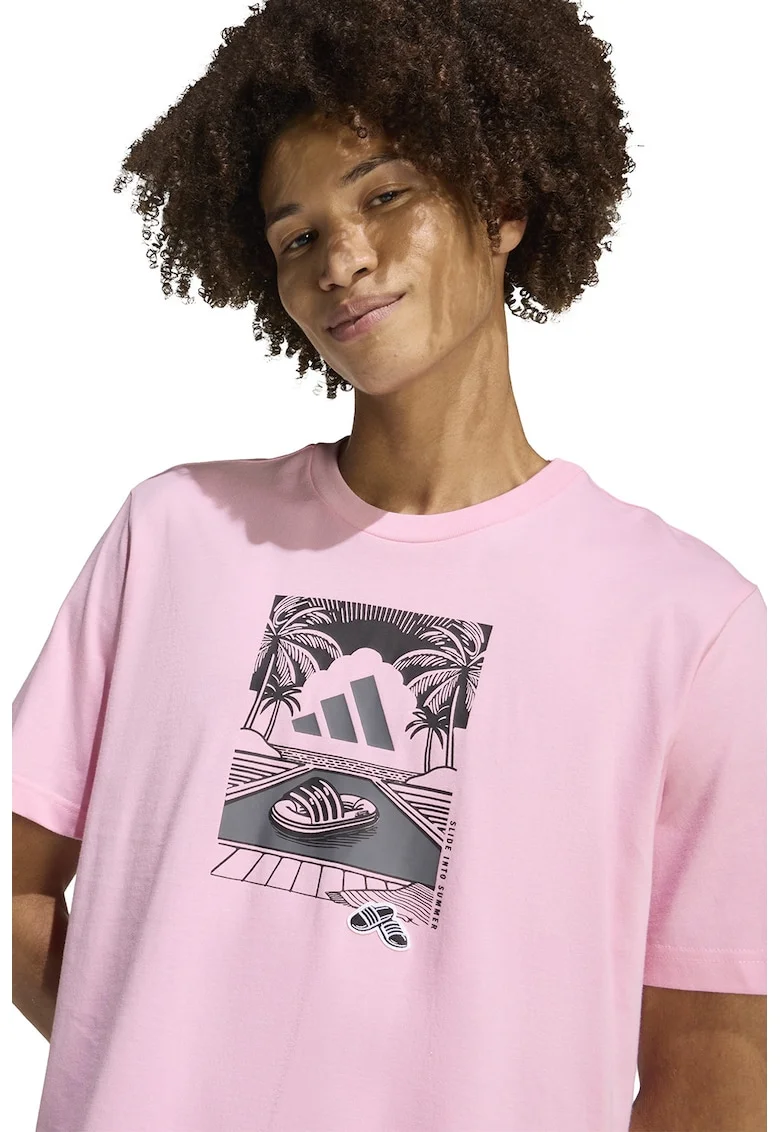Tricou regular fit cu imprimeu grafic, Roz