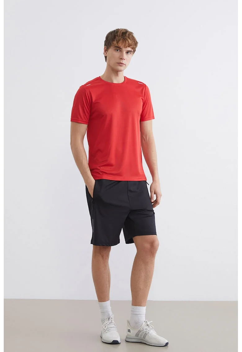 Tricou uni cu decolteu la baza gatulu, Rosu vermillion