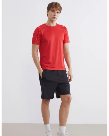 Tricou uni cu decolteu la baza gatulu, Rosu vermillion