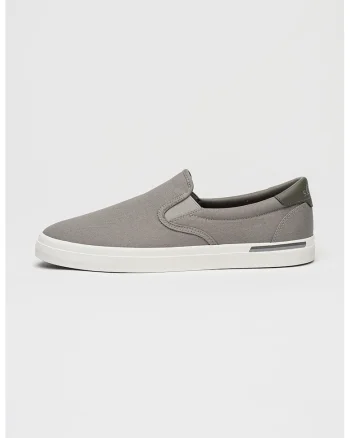 Pantofi loafer cu model uni si varf rotund, Gri cenusiu