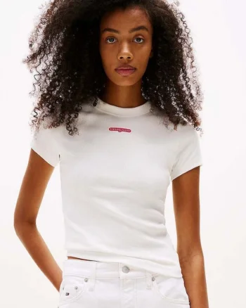 Tricou Tommy Hilfiger TJW SLIM SCRIPT LABEL SS TEEEXT