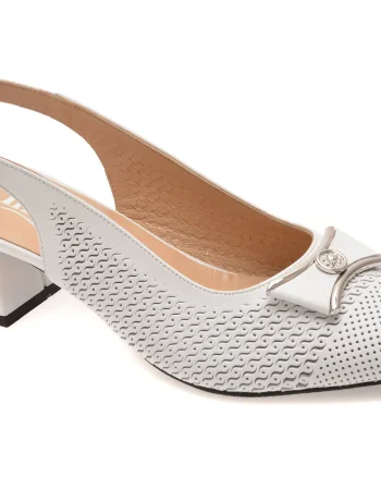 Pantofi eleganti IMAGE albi, 6192431, din piele naturala