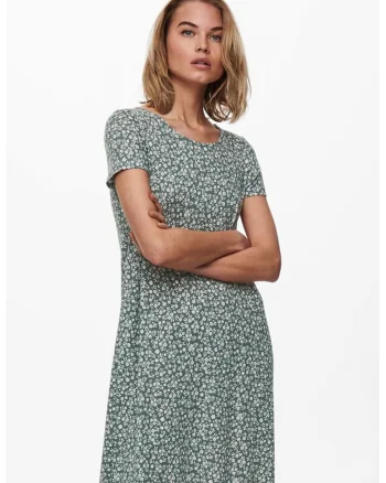 Rochie lejera cu imprimeu floral, Alb/Verde sparanghel