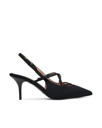 Sandale dama  pantofi cu toc, negru, tesatura,