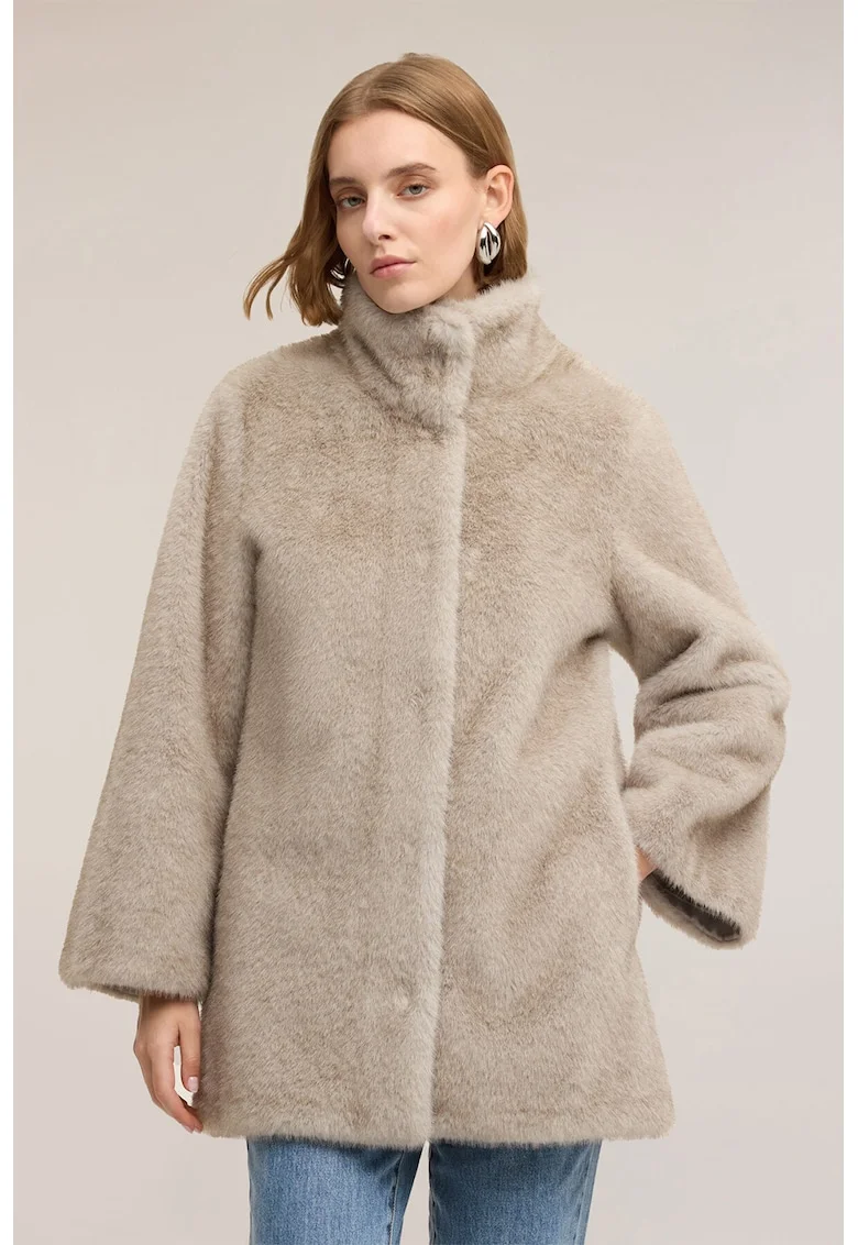 Palton regular-fit cu nasturi, Maro taupe deschis