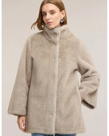 Palton regular-fit cu nasturi, Maro taupe deschis