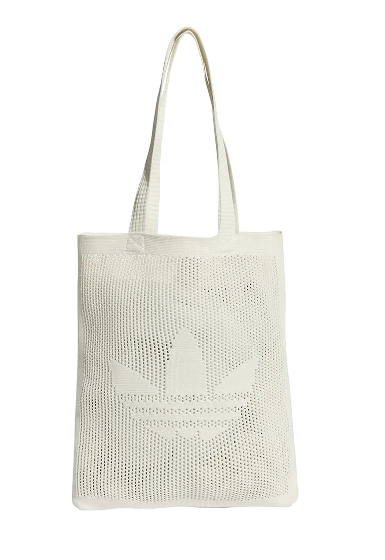 Geanta tote textila cu design perforat -1.8L, Alb murdar