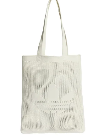 Geanta tote textila cu design perforat -1.8L, Alb murdar
