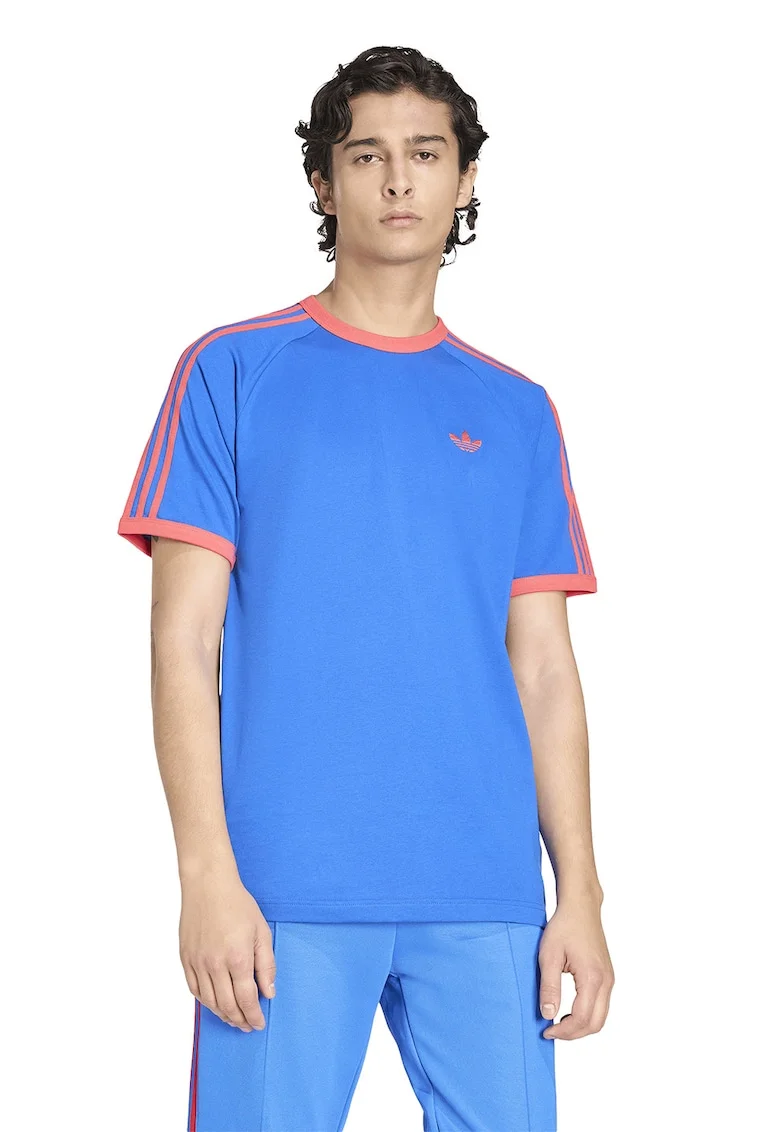 Tricou cu decolteu la baza gatului si logo, Albastru deschis