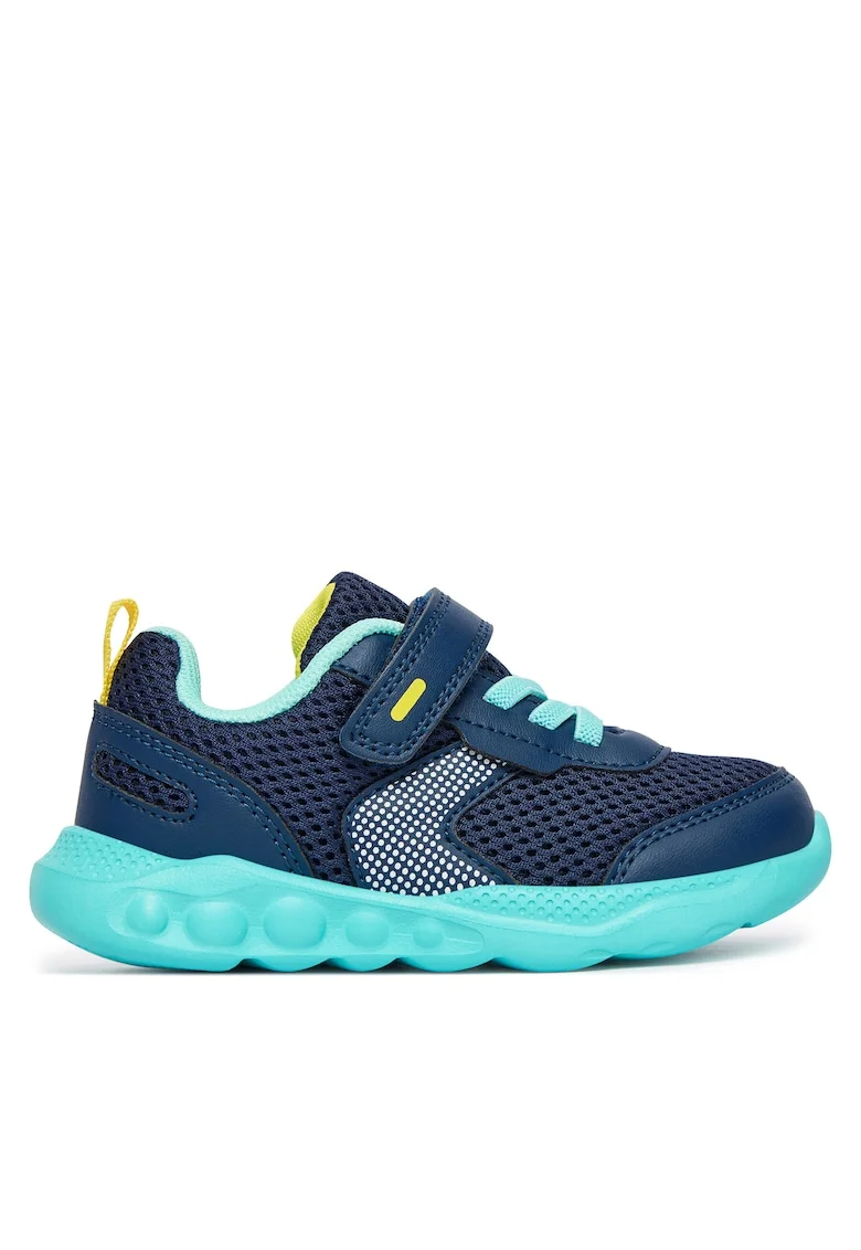 Pantofi sport copii,  albastru/galben, textil, sistem inchidere Velcro