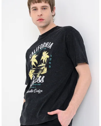 Tricou cu imprimeu logo, Negru