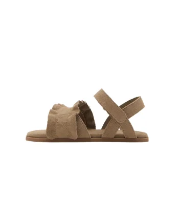 Sandale din piele cu velcro, Maro taupe