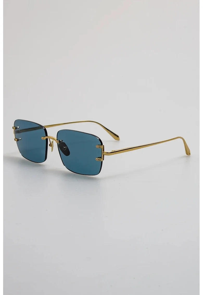 Ochelari de soare patrati cu lentile uni si model unisex, Auriu