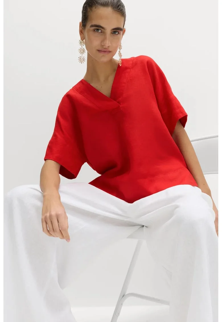 Tricou de in cu decolteu in V, Rosu vermillion
