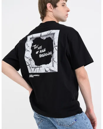 Tricou cu imprimeu logo, Negru/Alb murdar