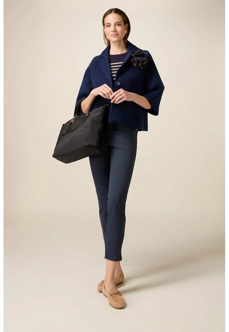 Blugi skinny din amestec de lyocell cu detaliu cu lant, Bleumarin