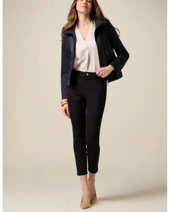 Blugi skinny din amestec de lyocell cu detaliu cu lant, Negru