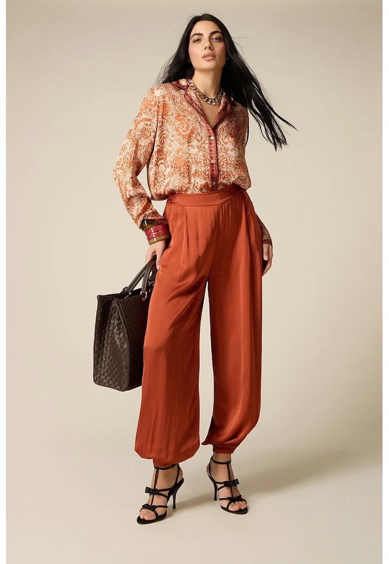 Pantaloni ampla cu buzunare, Portocaliu stins