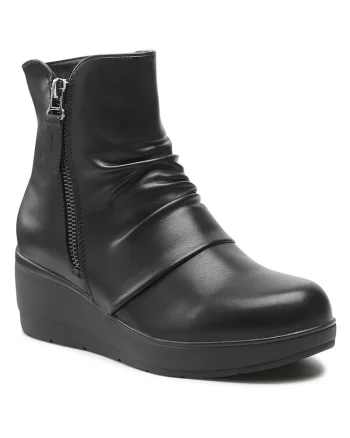 Botine de dama,  piele ecologica, negru, Negru
