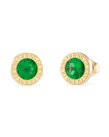 Cercei cu tija decorati cu zirconia, Verde/Auriu