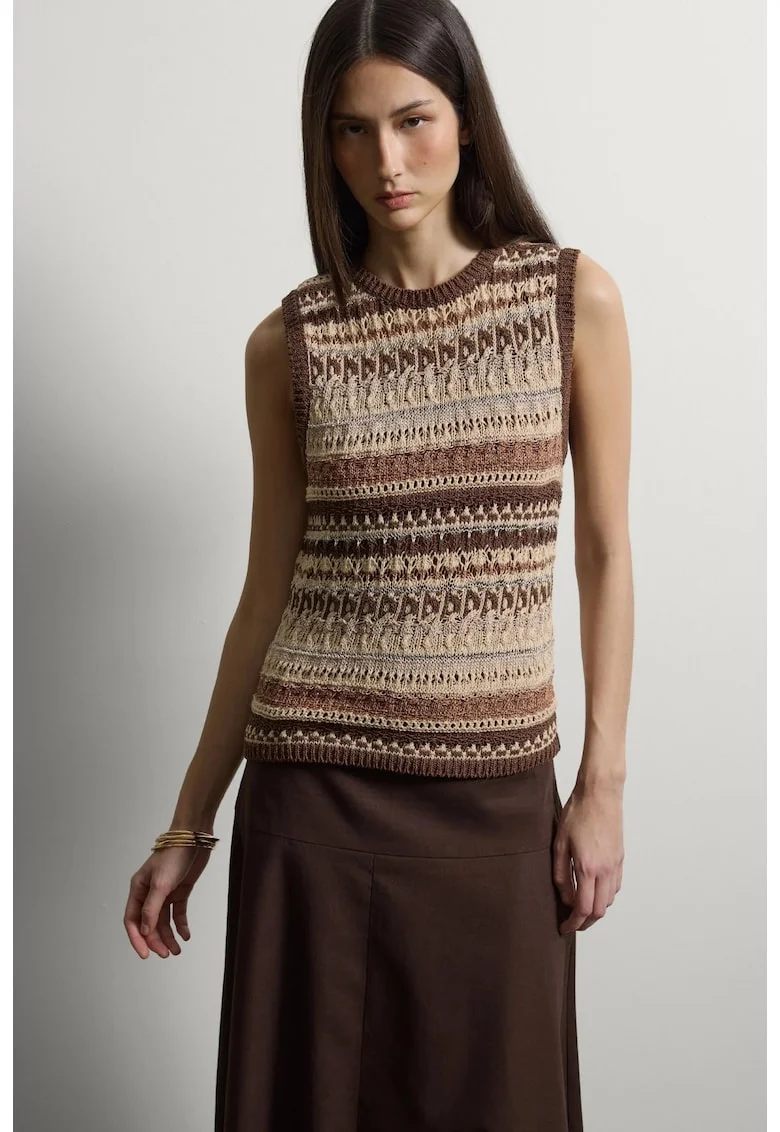 Pulover regular fit fara maneci, Maro