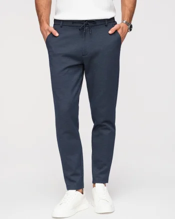 Pantaloni Carrot Jacquard Bumbac Pantaloni Barbati Casual, Bleumarin