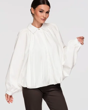 Bluza Dama Oversize Bumbac Maneca Lunga Stil Lejer, Alb