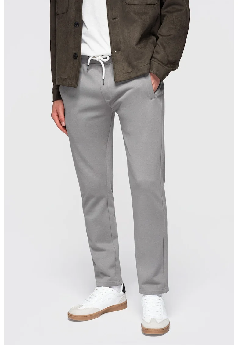 Pantaloni de trening din bumbac cu croiala conica Pabs, Gri