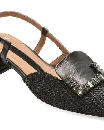 Pantofi eleganti EPICA negri, 669B754, din material textil si piele naturala