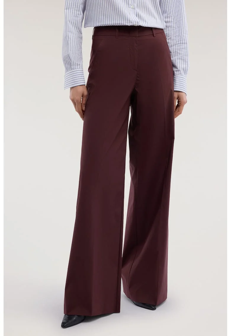 Pantaloni cu croiala ampla si buzunare oblice frontale, Visiniu inchis