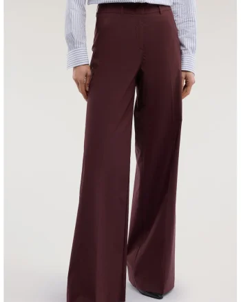 Pantaloni cu croiala ampla si buzunare oblice frontale, Visiniu inchis