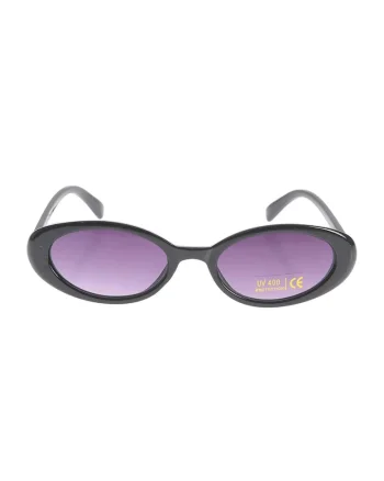 Ochelari de soare ovali cu lentile mov si rama neagra lucioasa