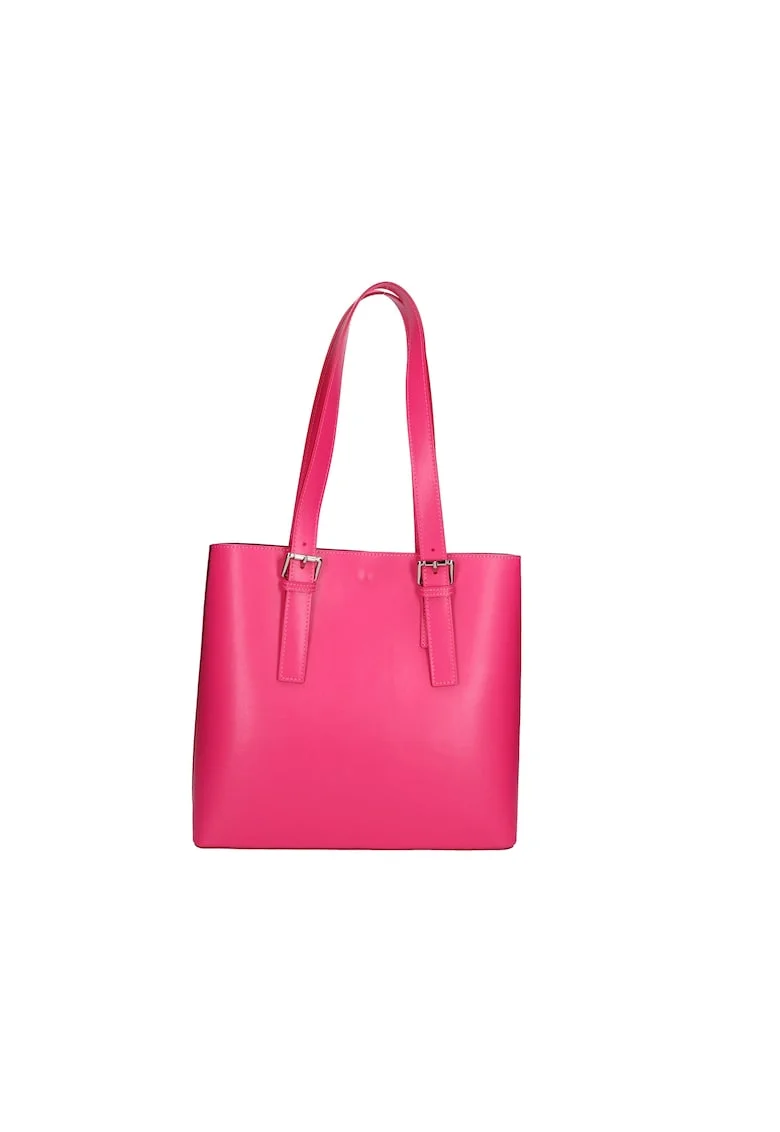 Geanta tote de piele cu etui detasabil, Fucsia