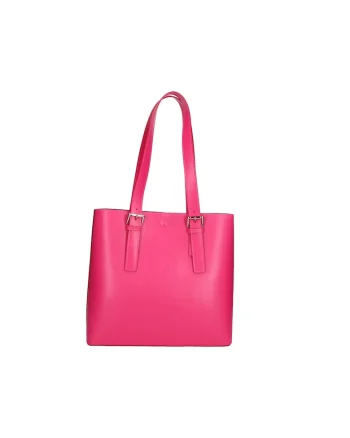 Geanta tote de piele cu etui detasabil, Fucsia