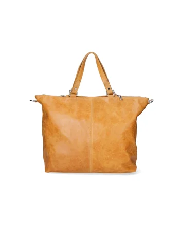 Geanta de piele cu buzunar cu fermoar 25127, Caramel