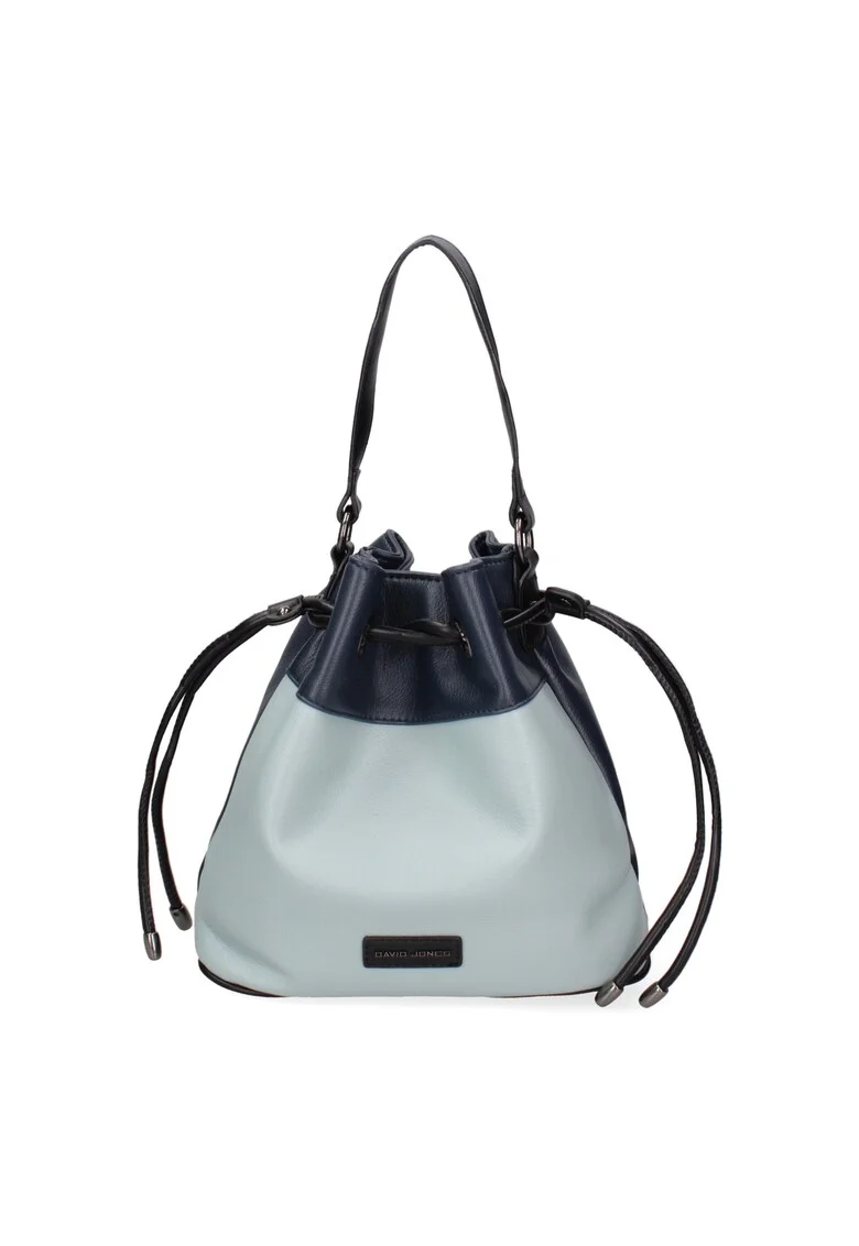 Geanta bucket de piele ecologica, Albastru deschis/Albastru