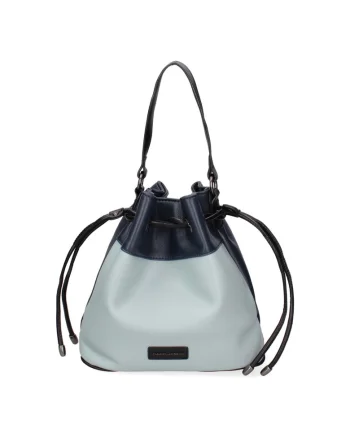 Geanta bucket de piele ecologica, Albastru deschis/Albastru