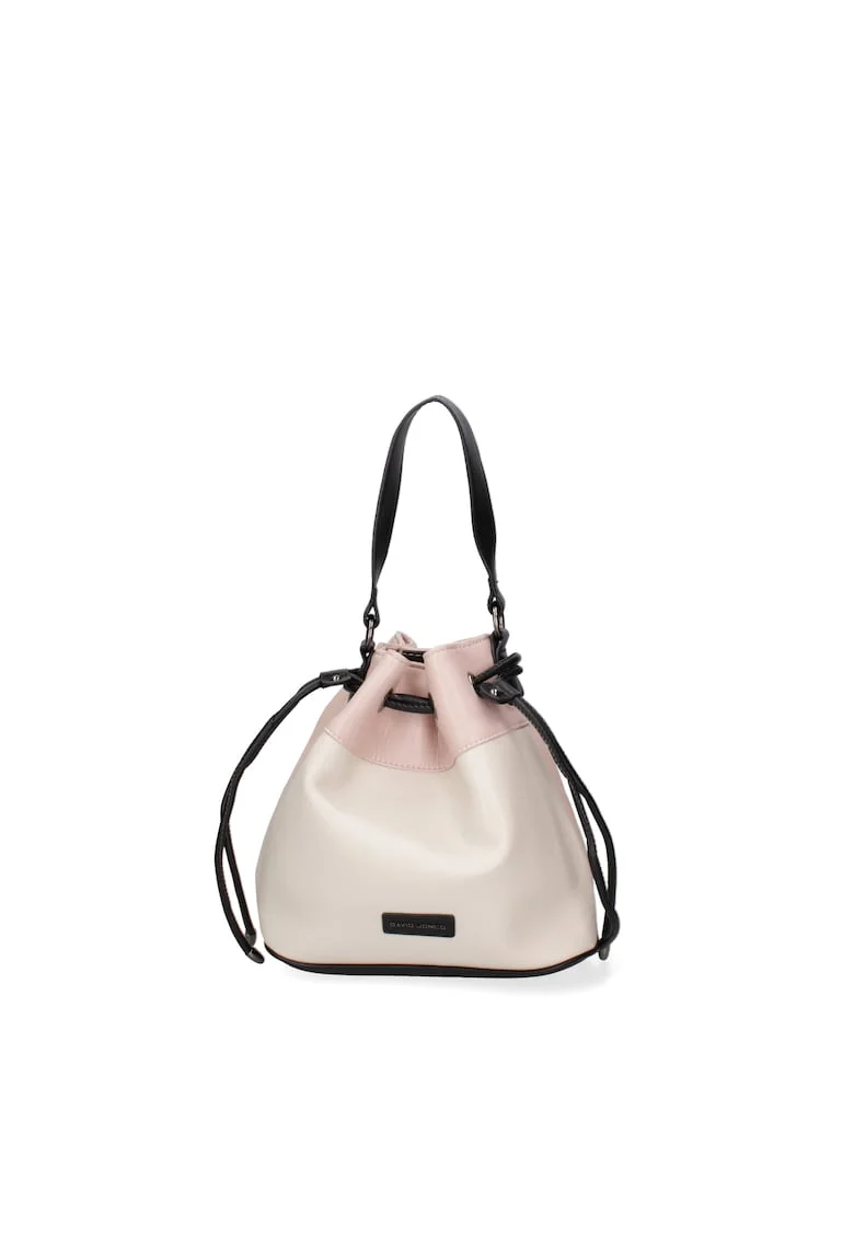 Geanta bucket de piele ecologica, Bej/Roz