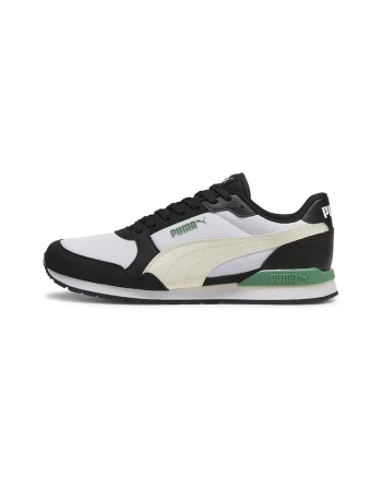 Pantofi sport de piele ecologica cu garnituri de plasa Runner, Verde/Negru/Alb murdar