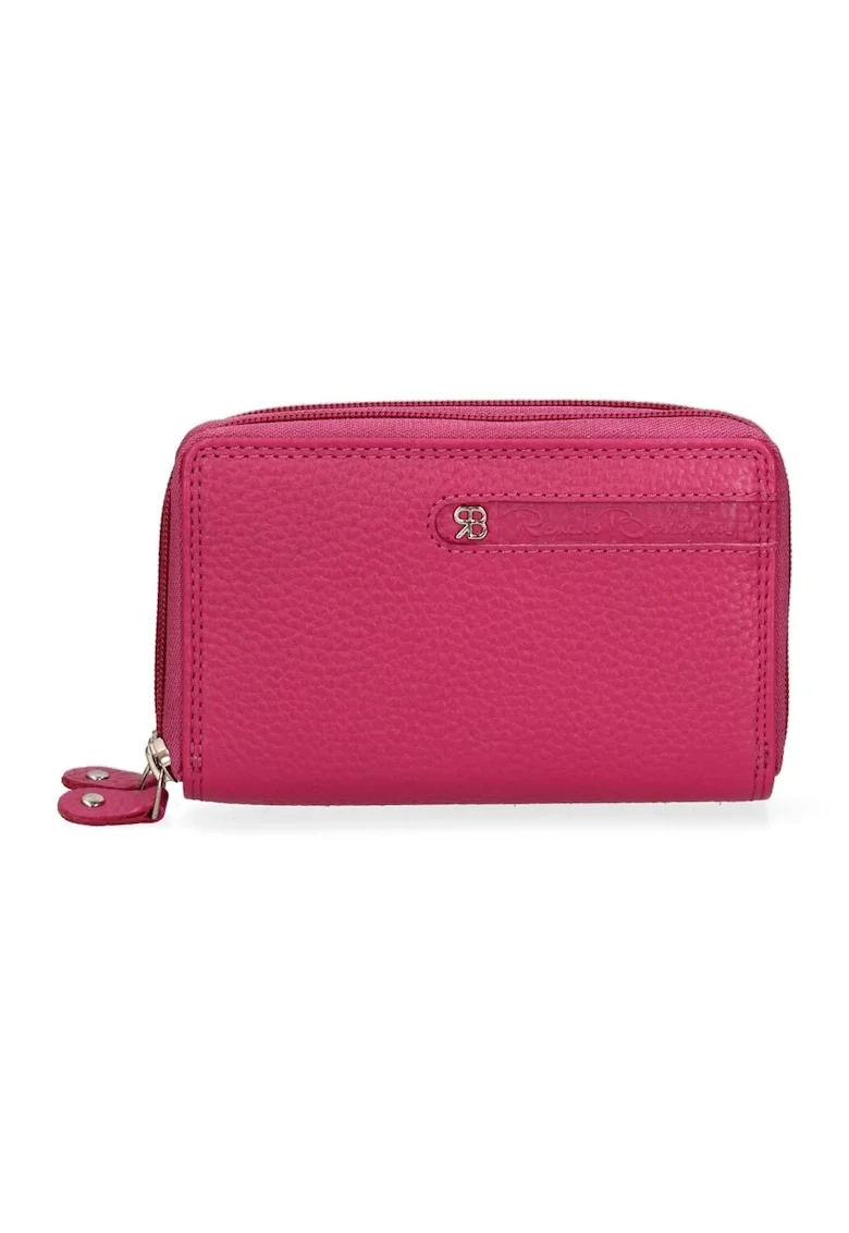 Portofel de piele cu fermoar, Fucsia
