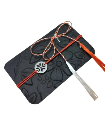 Bratara snur rosu, banut cu motiv traditional decupat, argint 925