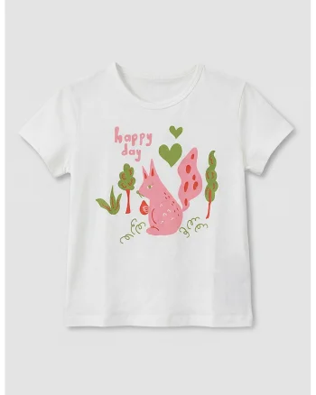 Tricou regular fit de bumbac, Alb/Roz/Verde feriga