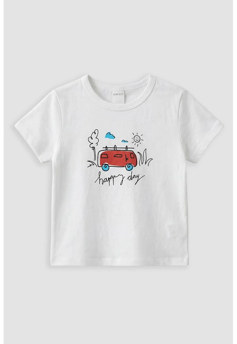 Tricou regular fit de bumbac, Alb/Negru/Rosu inchis