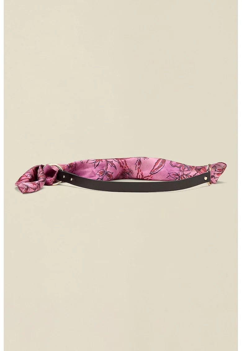 Curea de piele cu esarfa decorativa, Negru