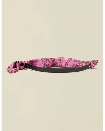 Curea de piele cu esarfa decorativa, Negru